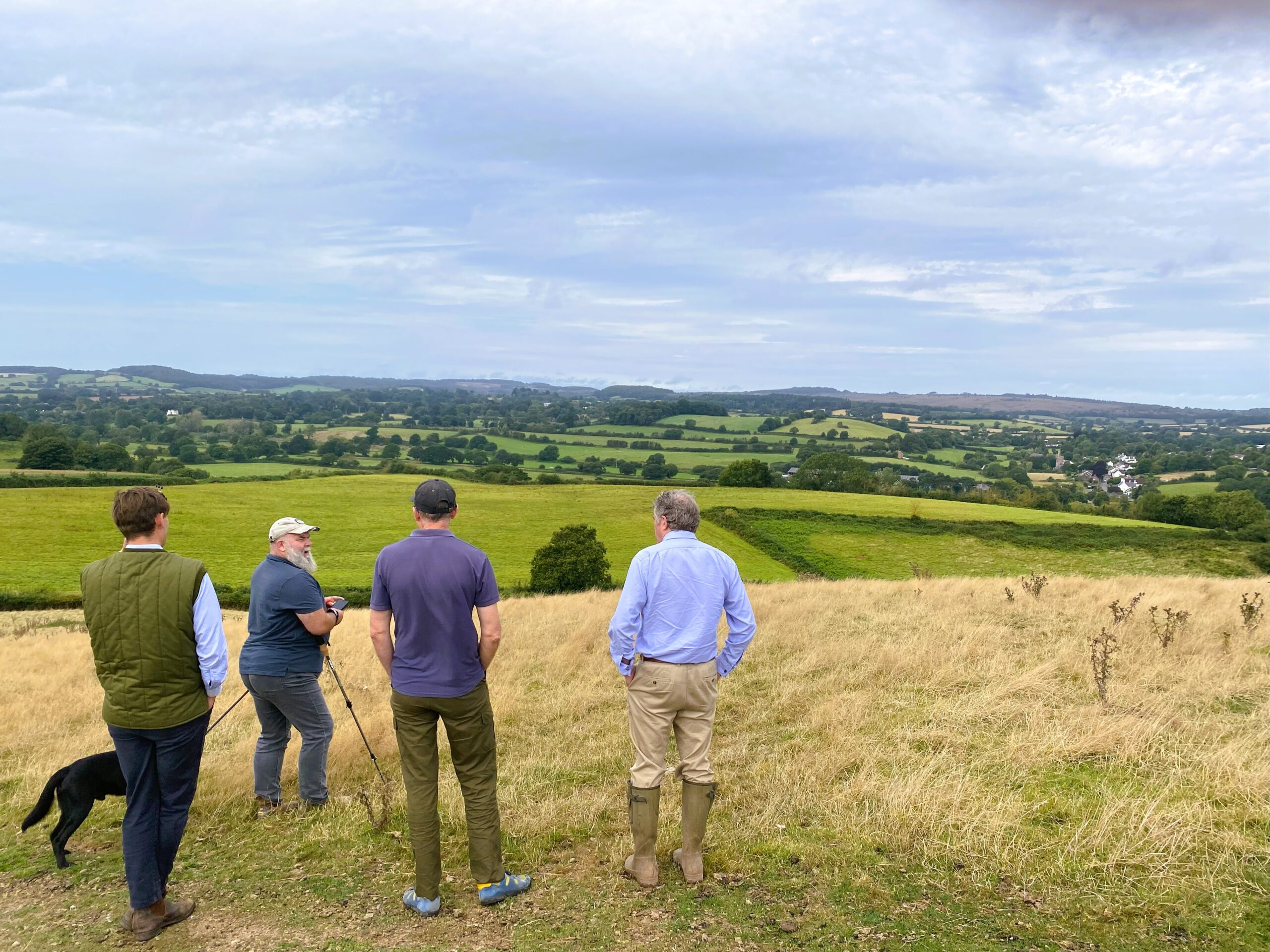 Derek Gow and Heaths to Sea project team overlooking Colaton Raleigh